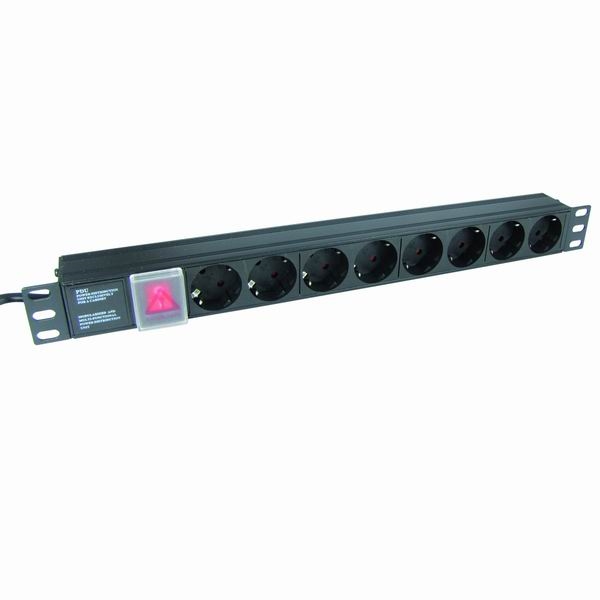 19" 1U Powerbox, 8 Front with On/Off Switch - 6516h
