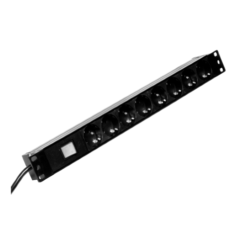 19" 1U Powerbox, 8 FR/BE Front, With ON/OFF Switch